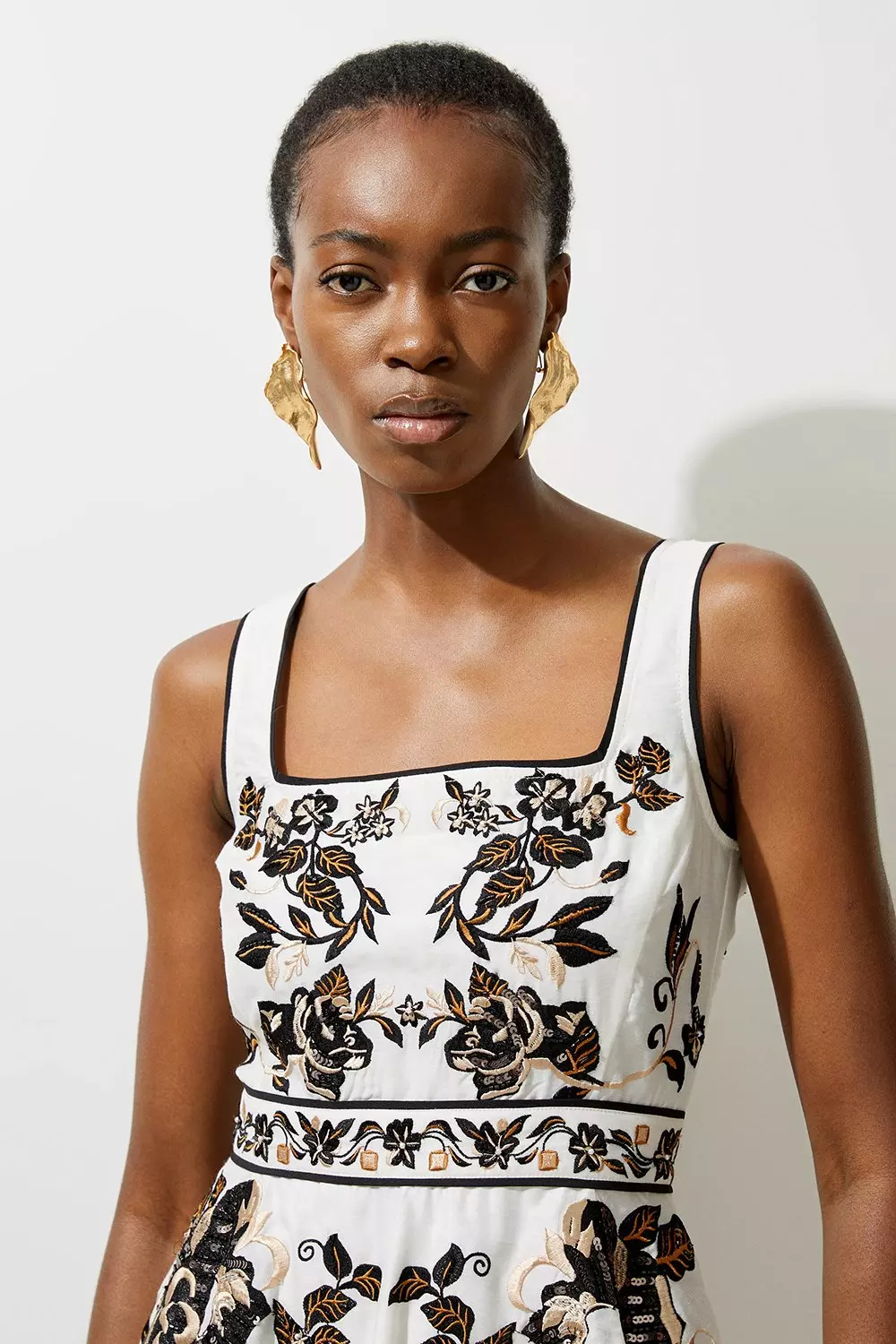 Cotton Embroidery Woven Mini Dress | Karen Millen