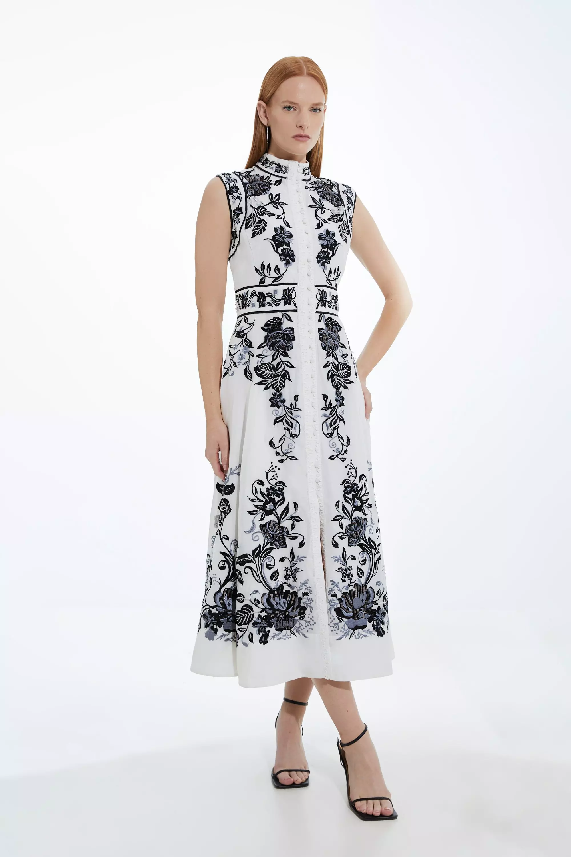 UMBRO■Futurism Woven Dress ■送料込 Abstract Ombre Pleated Woven Midaxi Dress | Karen Millen