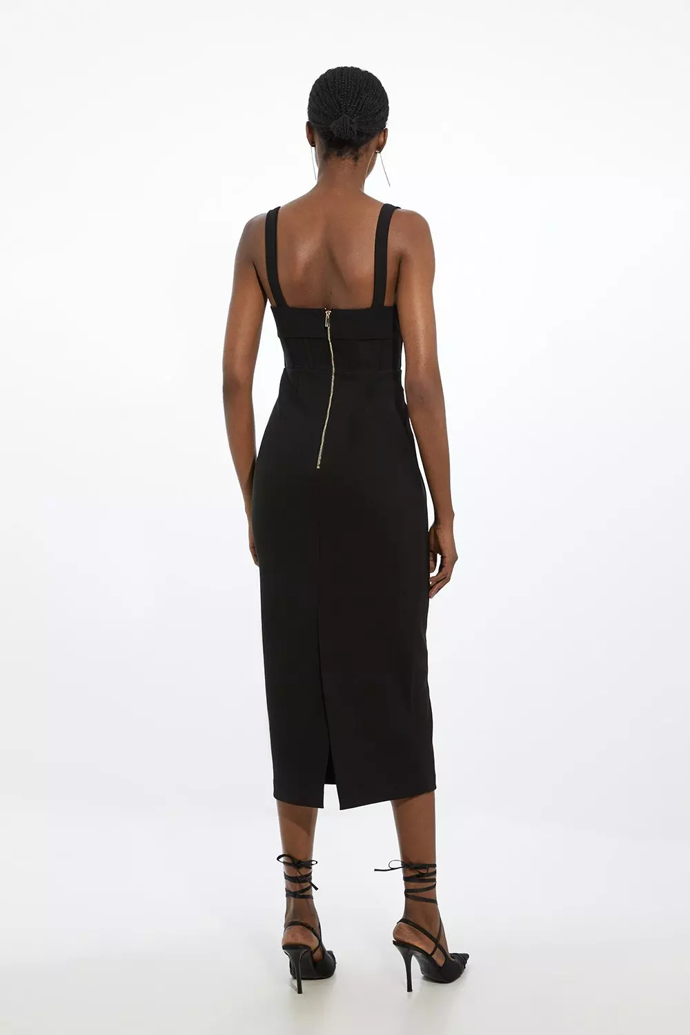 Black strappy midi dress best sale