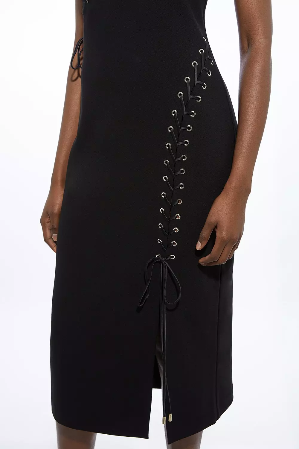 Figure Form Laced Detail Woven One Shoulder Midi Dress