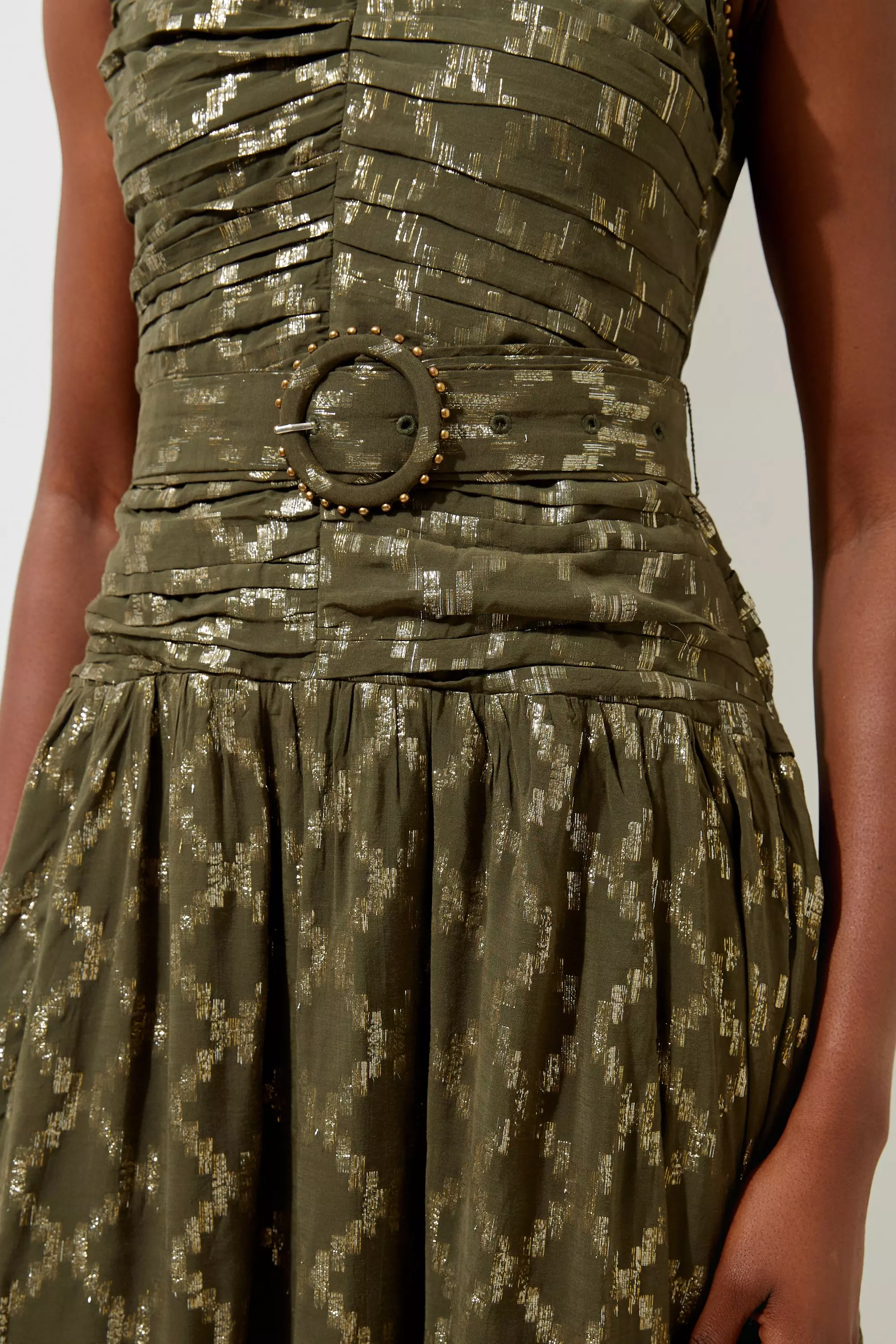 【Karen Millen】メタリック糸ビーズ織りミダクシドレス Floral Printed Viscose Metallic Thread Beaded Woven Midaxi