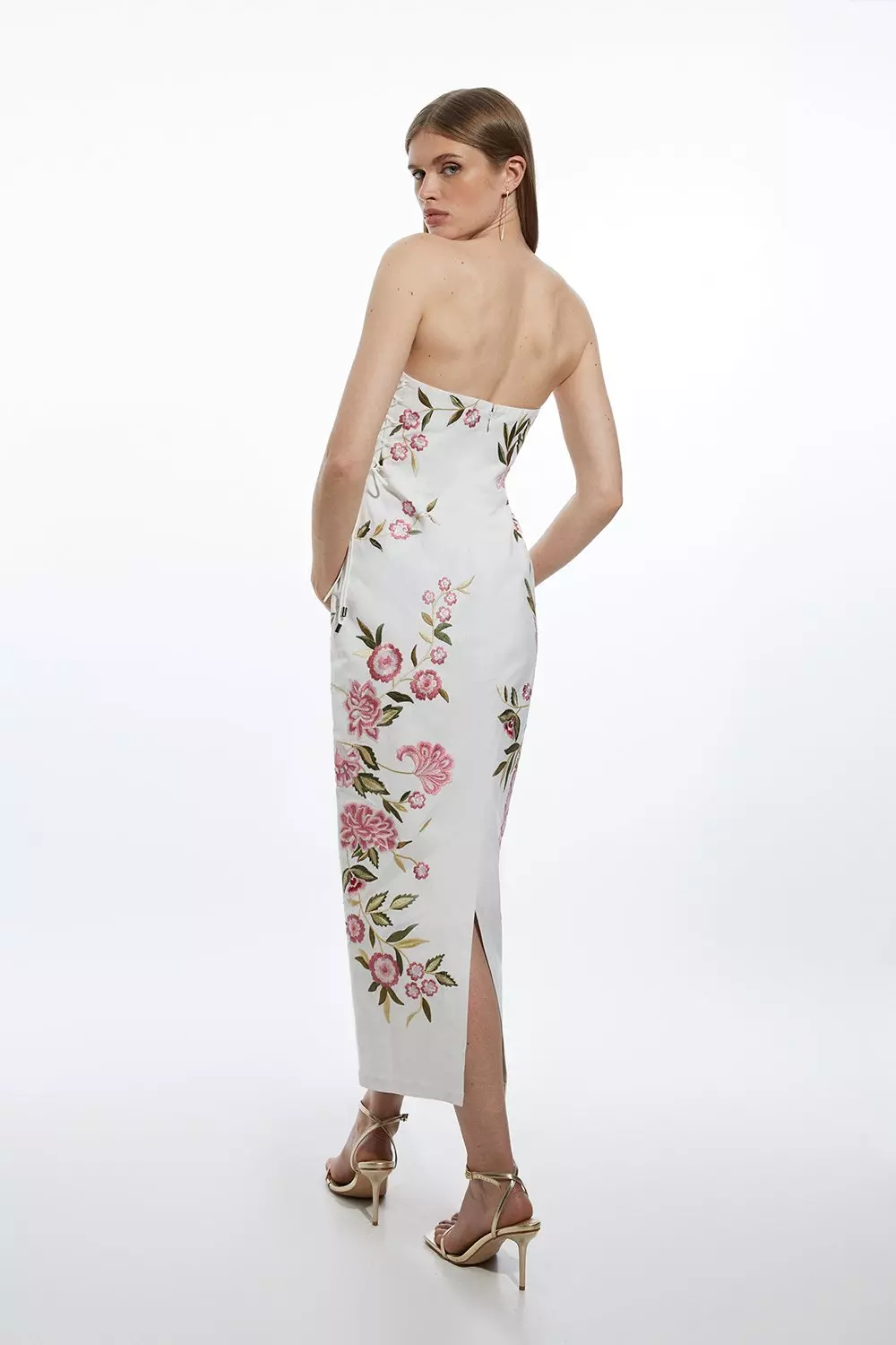 Tall Linen Embroidery Off The Shoulder Woven Dress | Karen