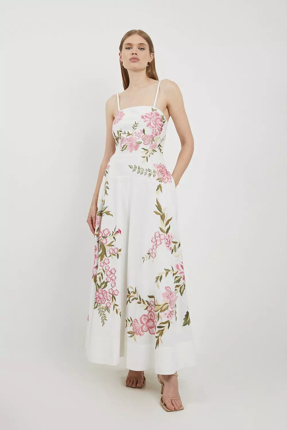 Lydia Millen Linen Embroidery Off The Shoulder Prom | Karen