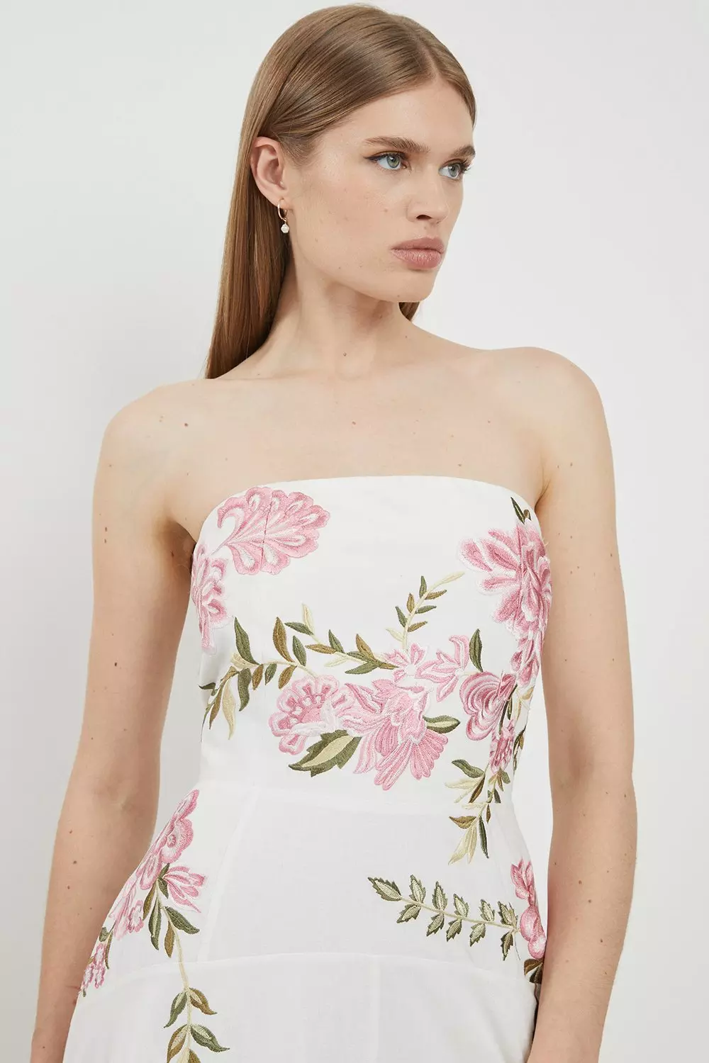 Lydia Millen Linen Embroidery Off The Shoulder Prom | Karen