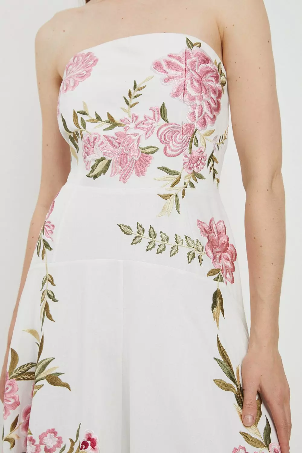 Lydia Millen Linen Embroidery Off The Shoulder Prom | Karen