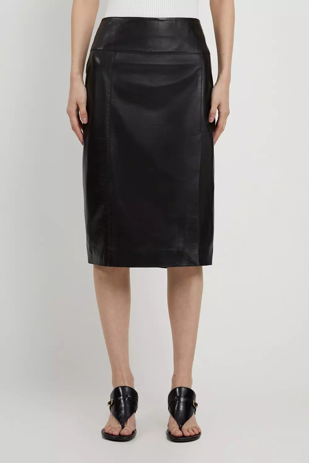 Leather Knee Length Pencil Skirt Karen Millen