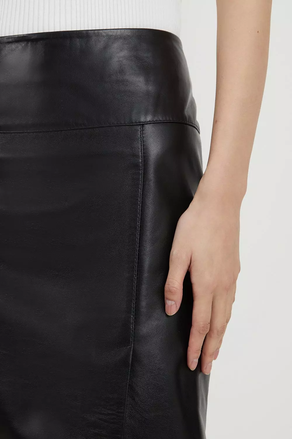 Leather Knee Length Pencil Skirt Karen Millen