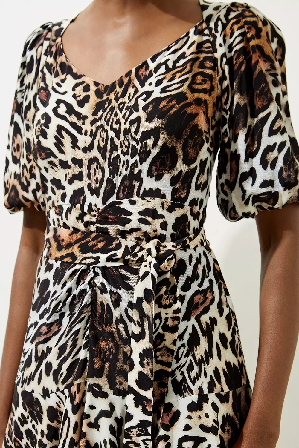Leopard Printed Morocain Woven Wrap Mini Dress Karen Millen