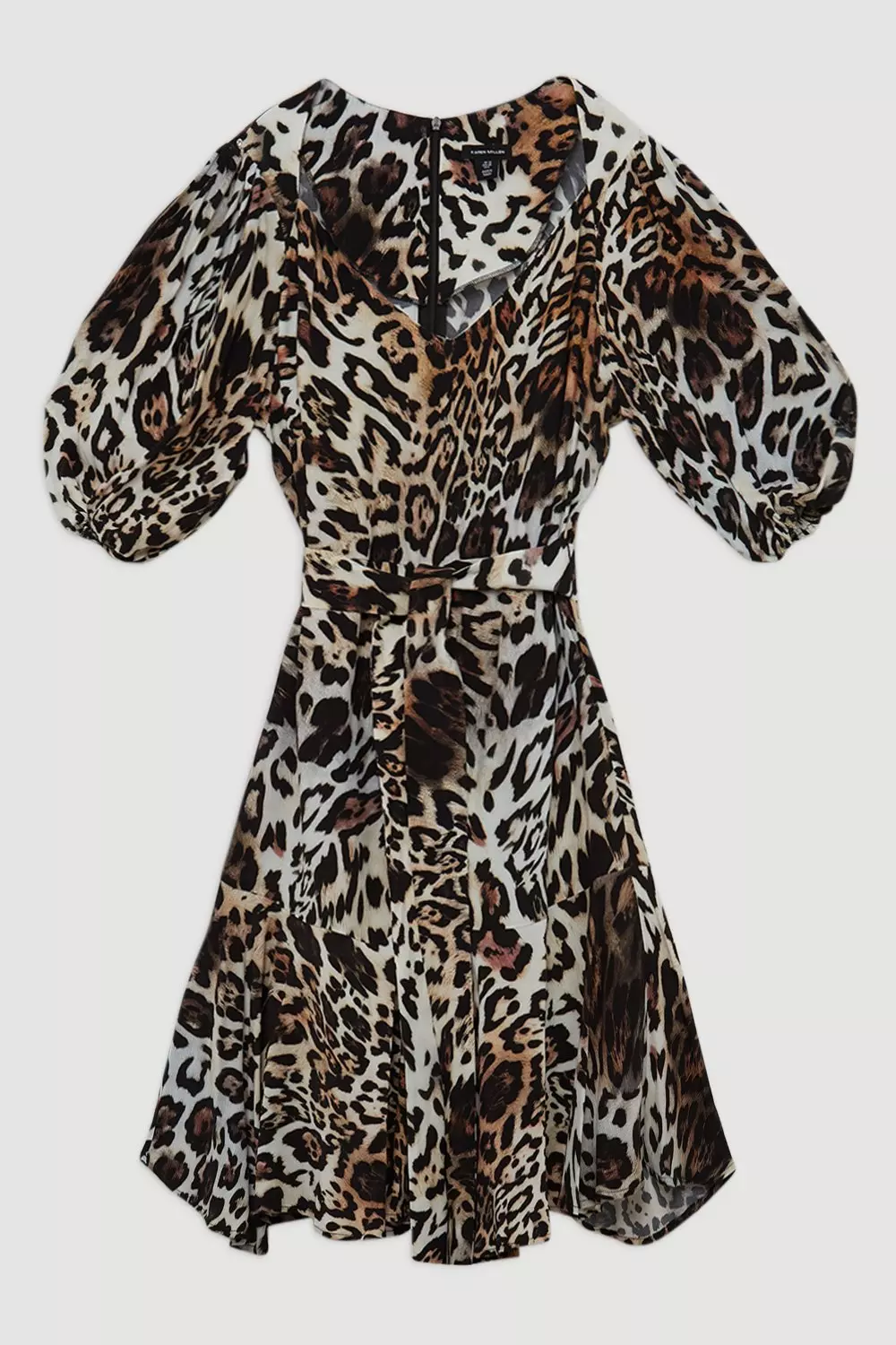 Leopard Printed Morocain Woven Wrap Mini Dress Karen Millen