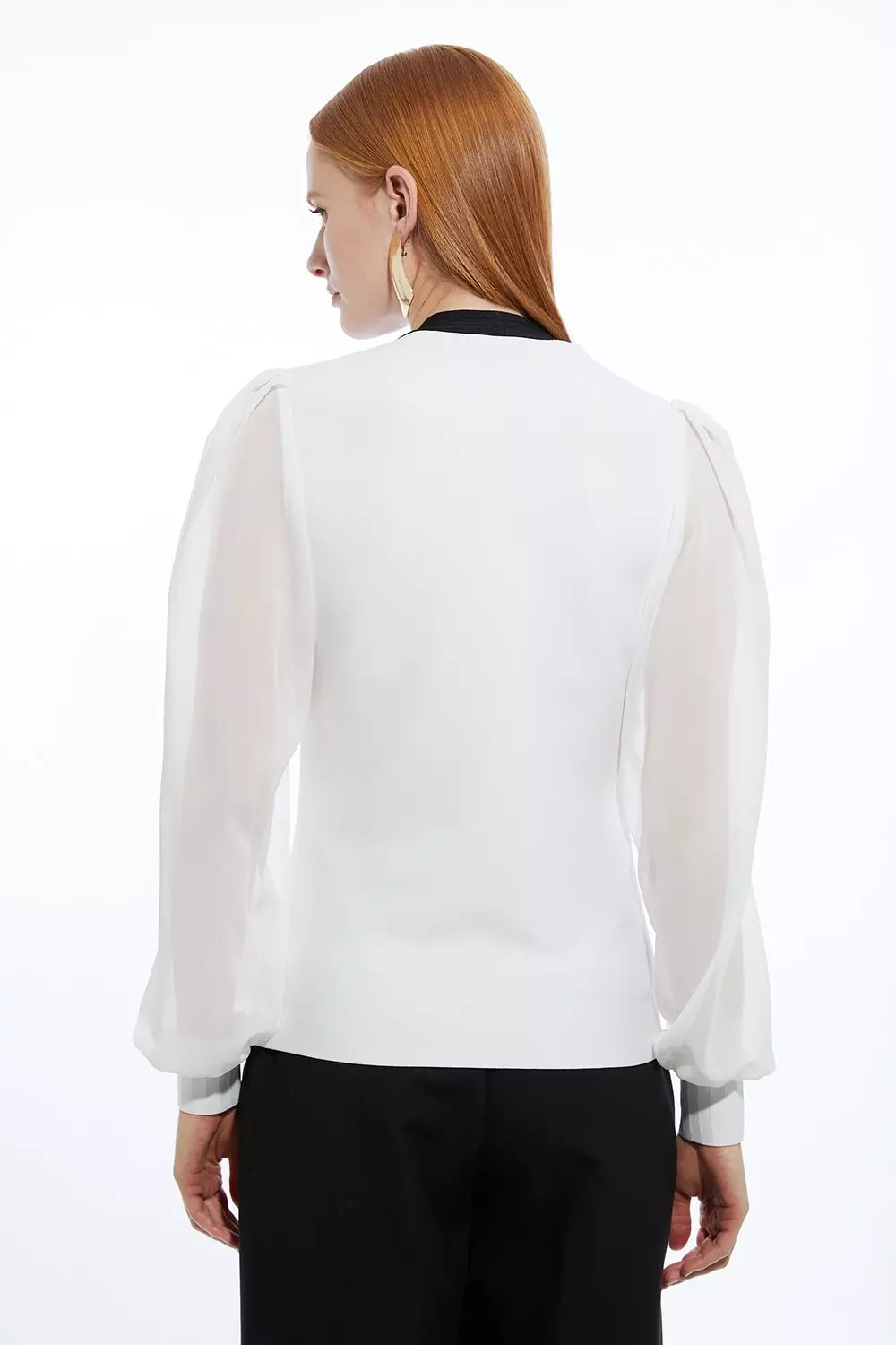 日本未入荷★Karen Millen ジップアップブルゾン Chiffon Sleeve Zip Through Bandage Knit Top | Karen Millen