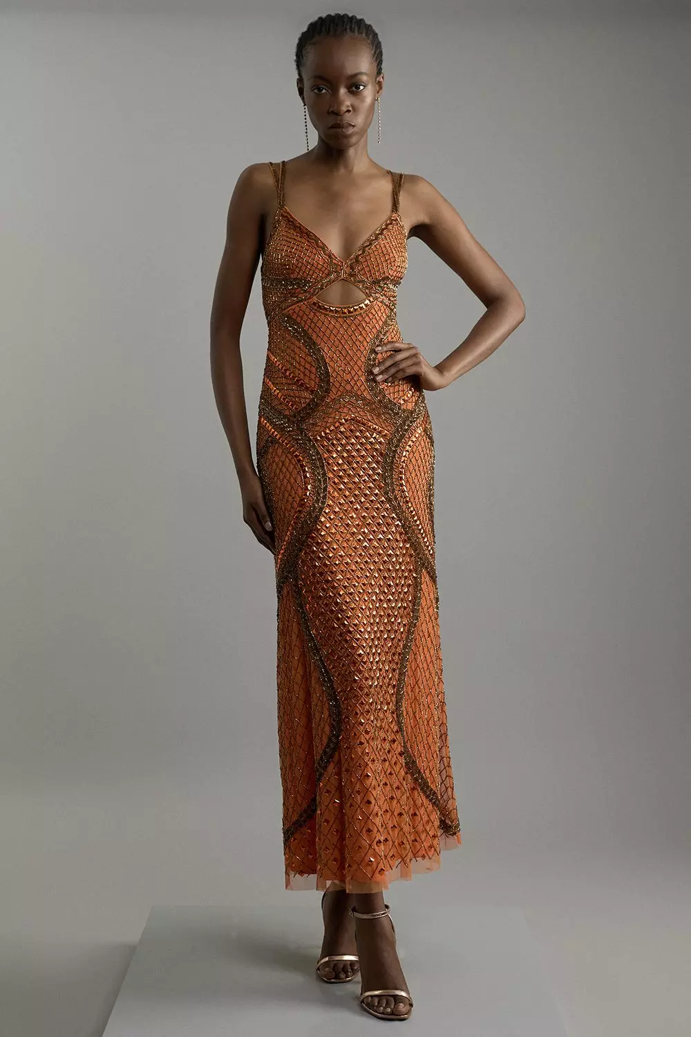 Karen millen orange maxi dress best sale