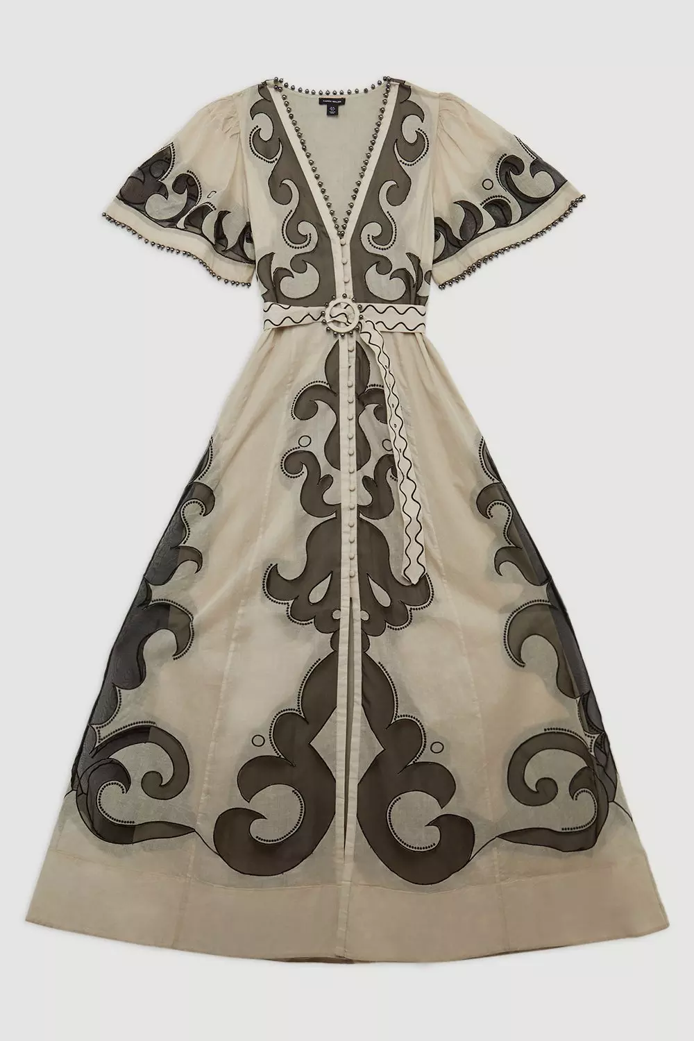Navy Baroque Applique Organdie Woven Maxi Dress alternative image
