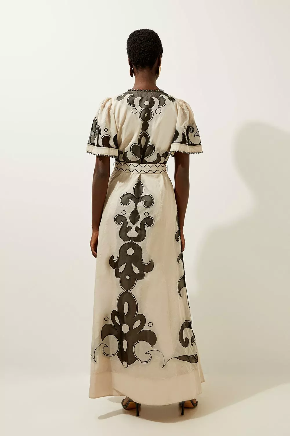 Navy Baroque Applique Organdie Woven Maxi Dress alternative image