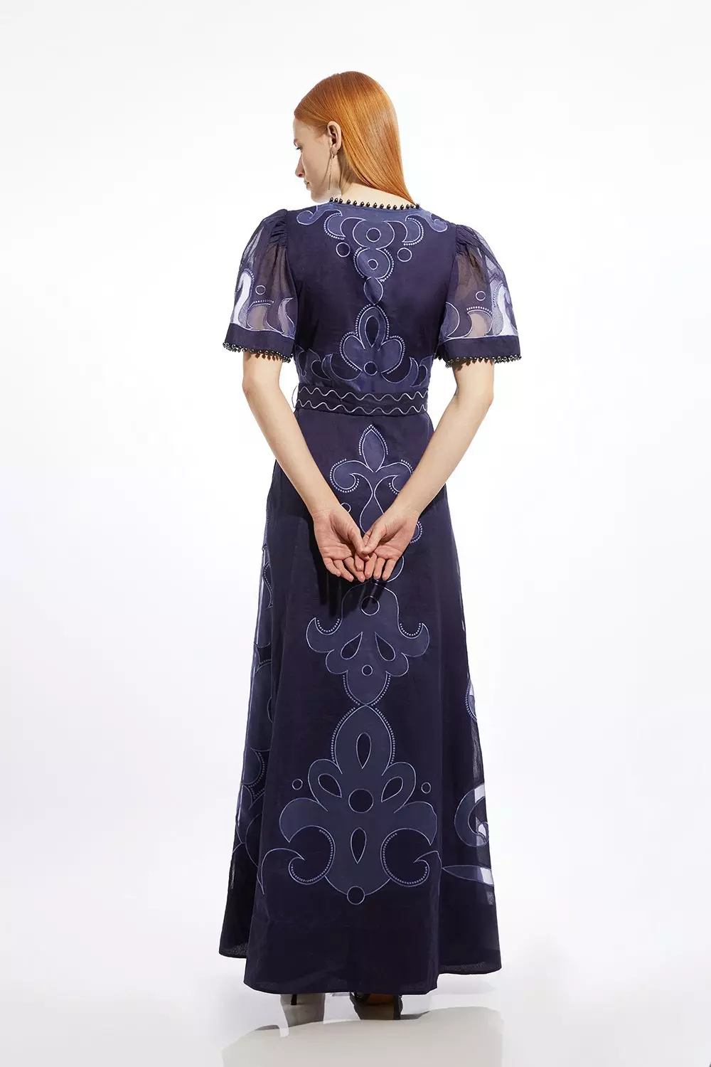 ★Karen Millen フローラルオルガンディベルト 魅惑的マキシ★ ☆Karen Millen フローラルオルガンディベルト 魅惑的マキシ