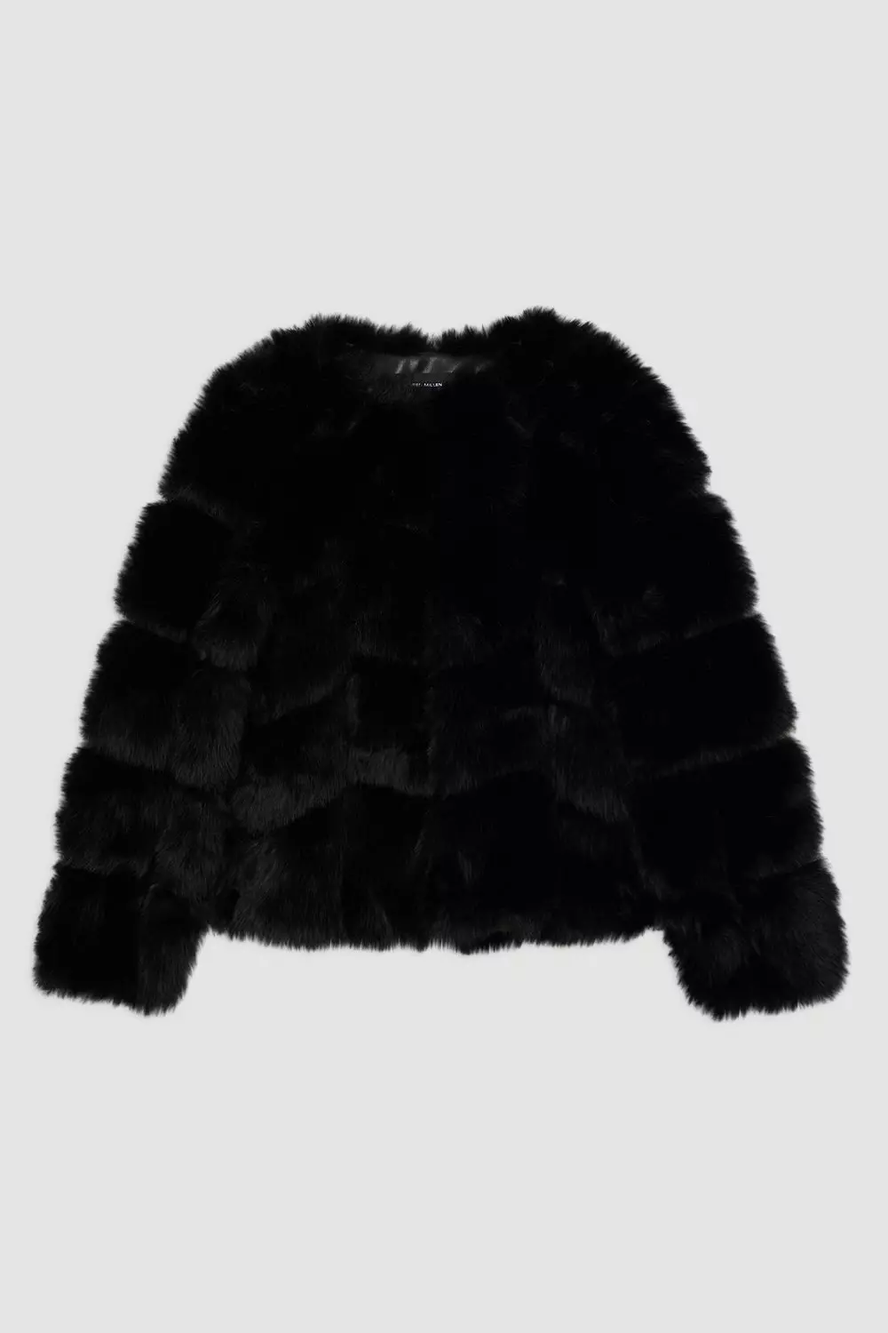 Black faux fur pelted coat clearance