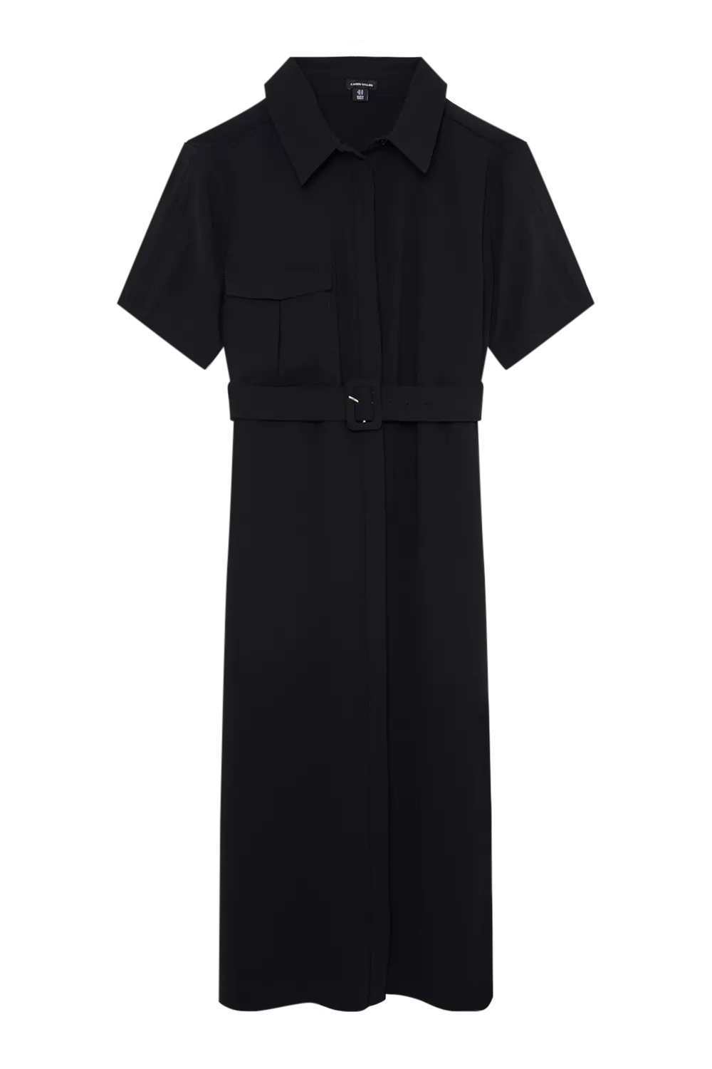 Plus Size Tailored Crepe Pocket Detail Short Sleeved Belted Midi Shirt Dress Karen Millen