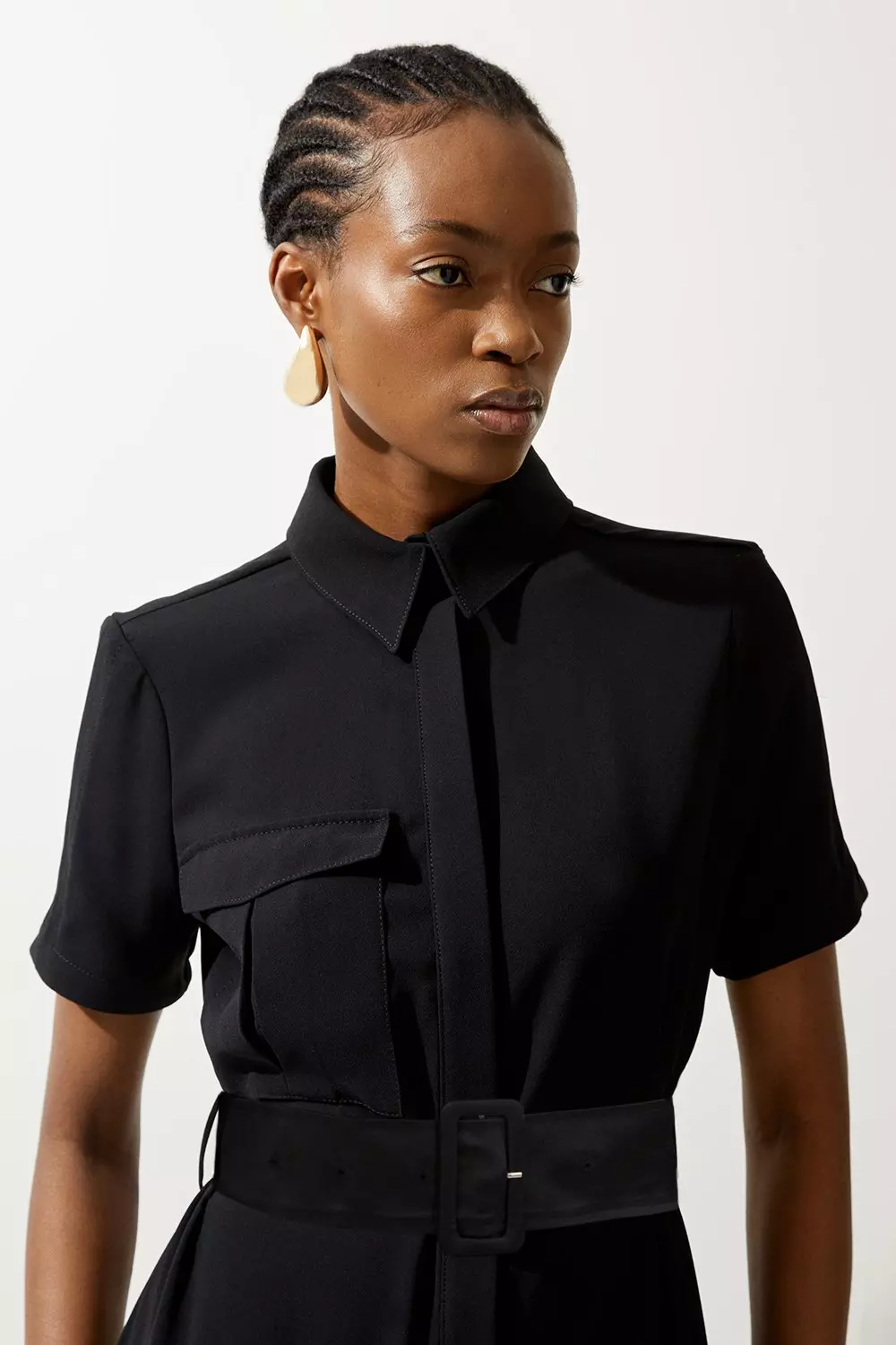 Belted shirt dress midi online