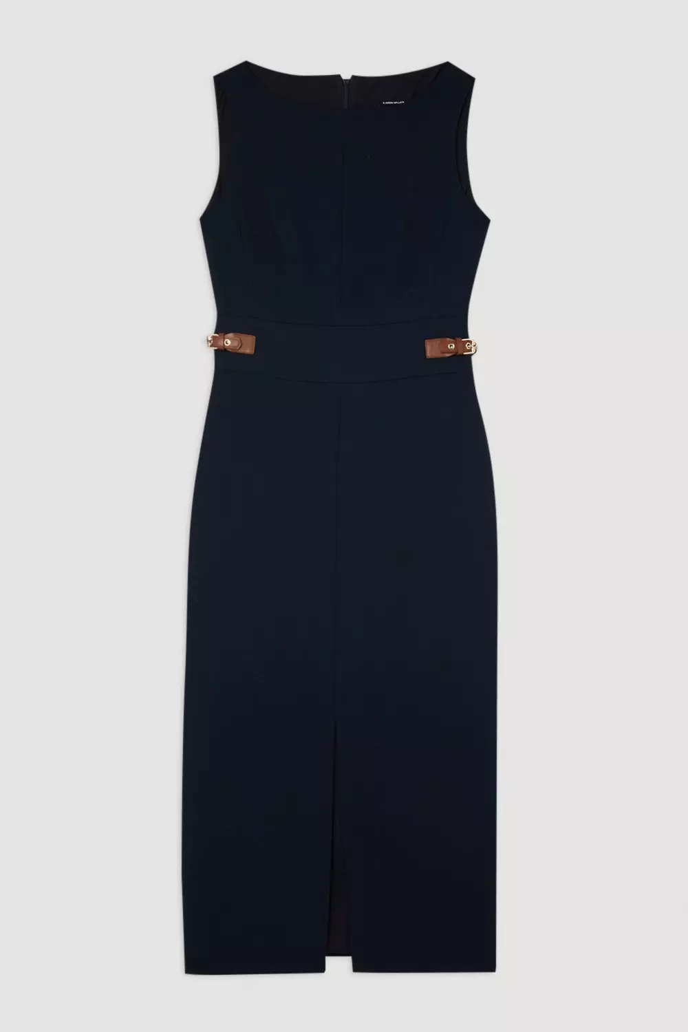 【Karen Millen】テーラード PU ウエストタブ ミディドレス Petite Compact Stretch Tailored Pu Tab Detail Midi Dress