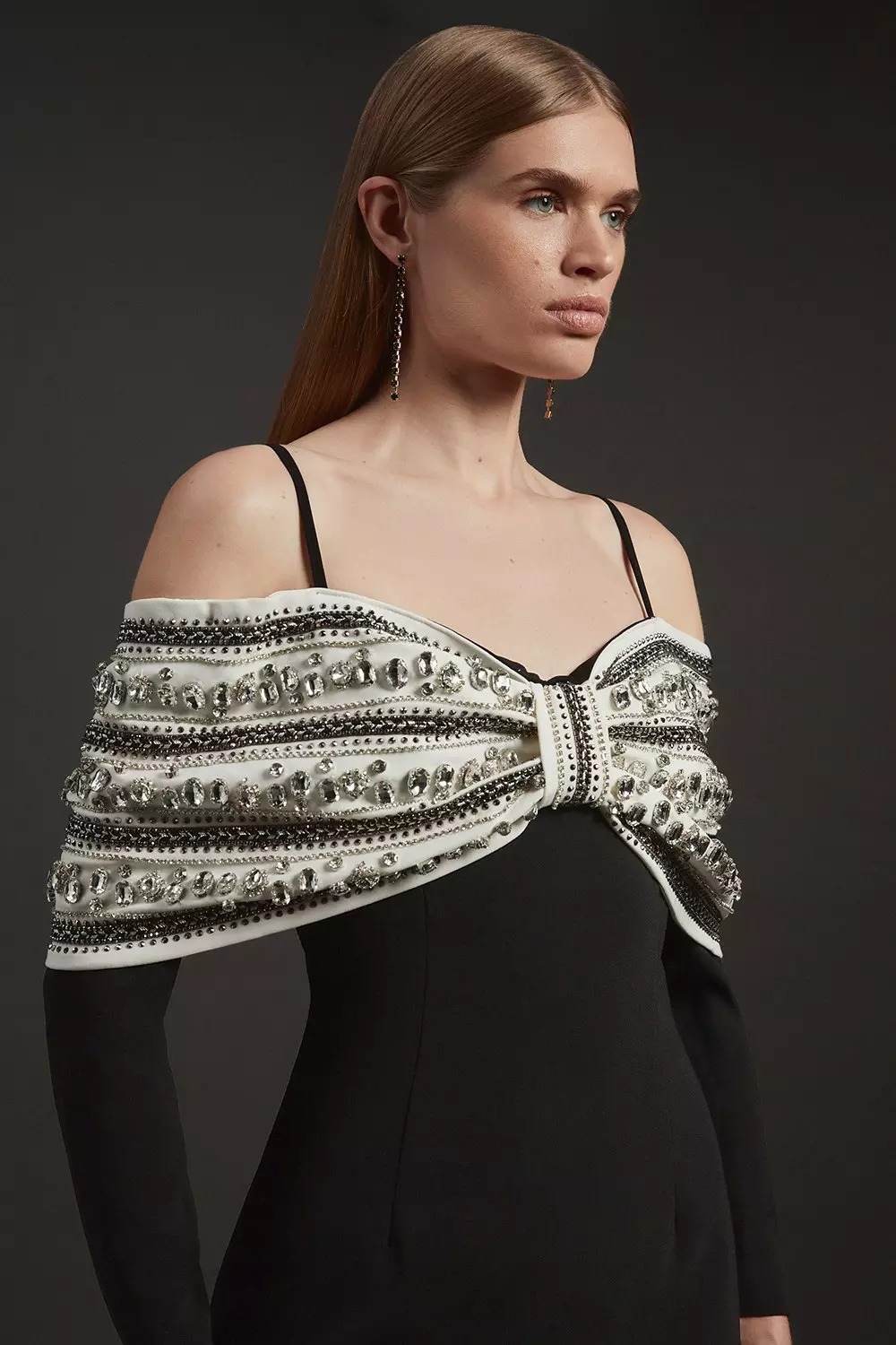 Crystal Embellished Bow Detail Woven Maxi Dress | Karen Millen