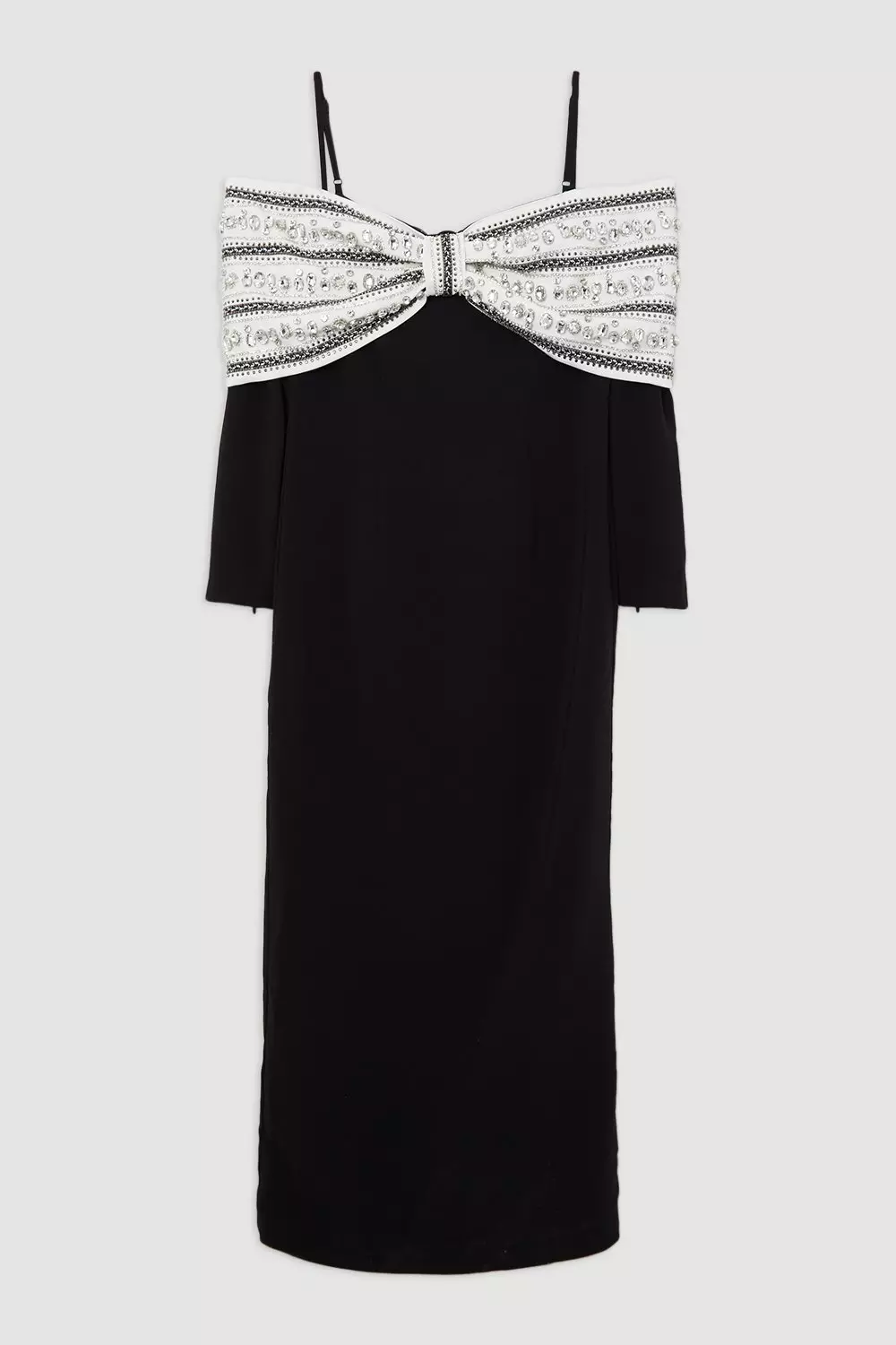 Crystal Embellished Bow Detail Woven Maxi Dress | Karen Millen