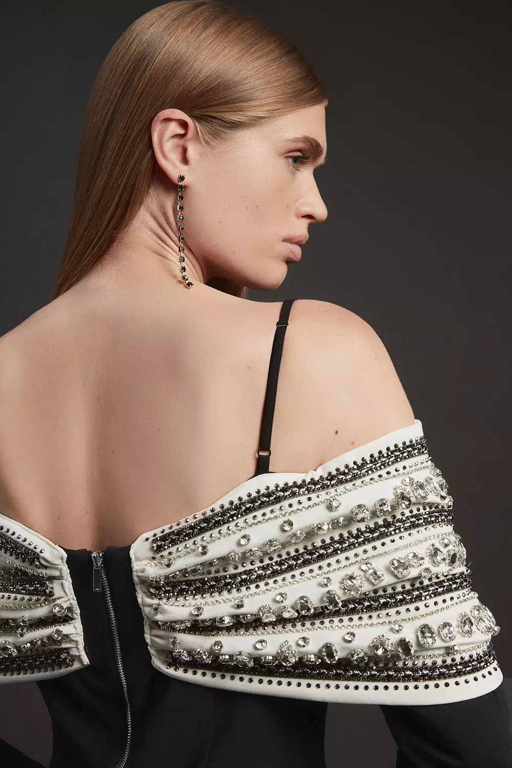 Crystal Embellished Bow Detail Woven Maxi Dress | Karen Millen