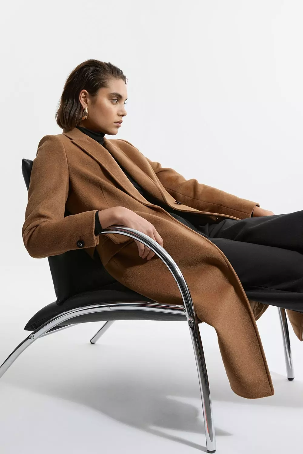 Tailored Wool Blend Belted Midi Coat | Karen Millen