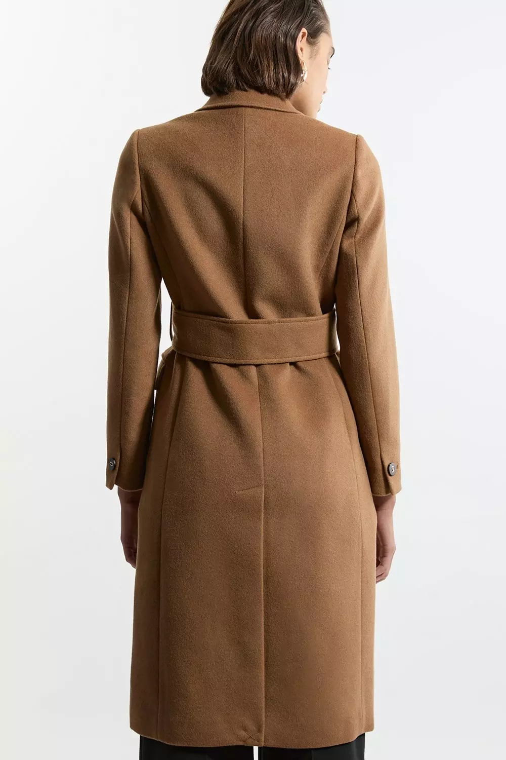 Tailored Wool Blend Belted Midi Coat Karen Millen