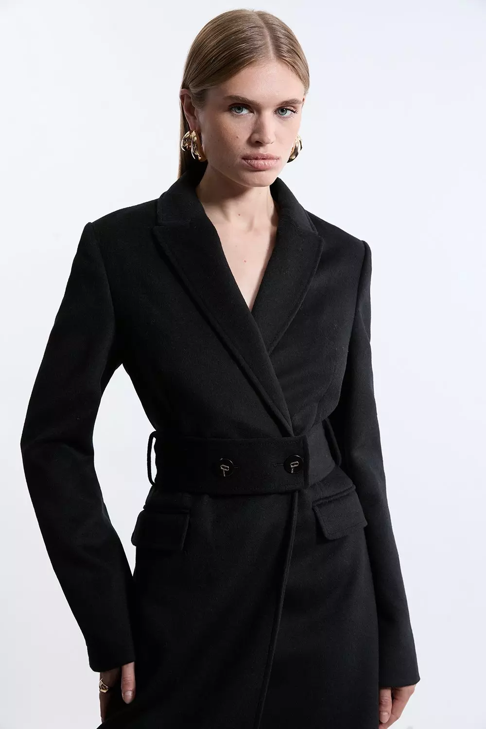 Tailored Wool Blend Belted Midi Coat | Karen Millen