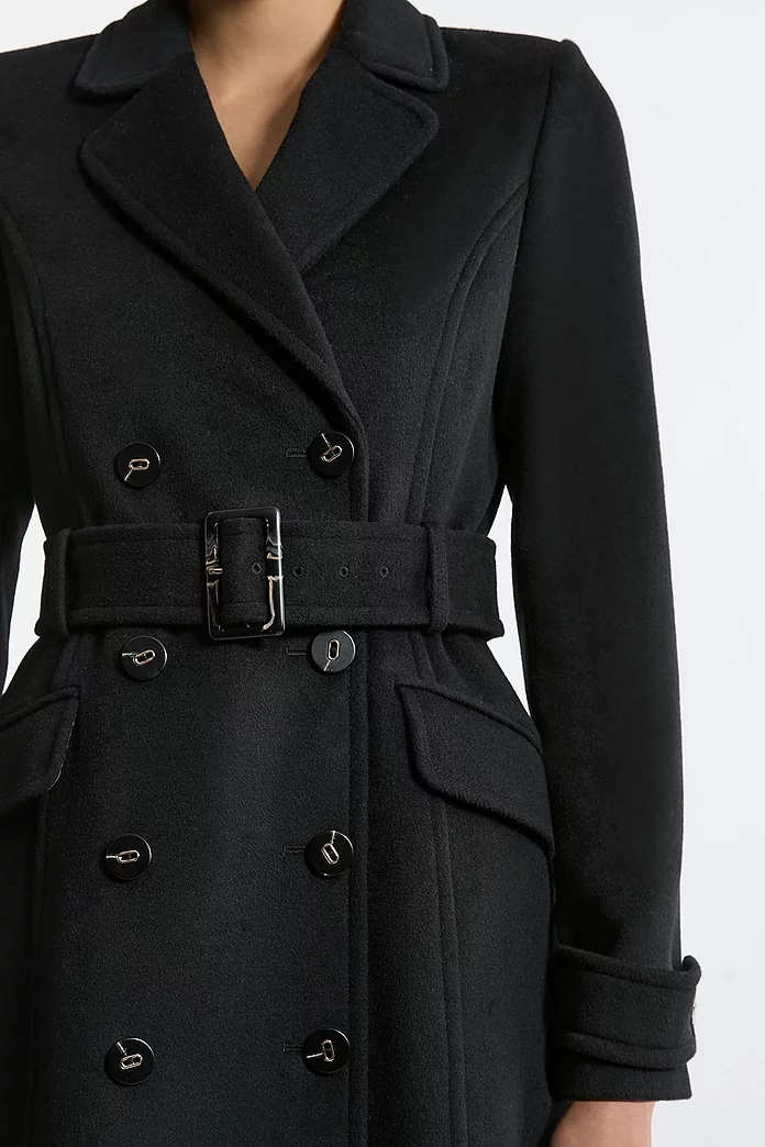 Tailored Wool Blend Double Breasted Belted Midi Coat | Karen Tailored Wool Blend Double Breasted Belted Midi Coat | Karen