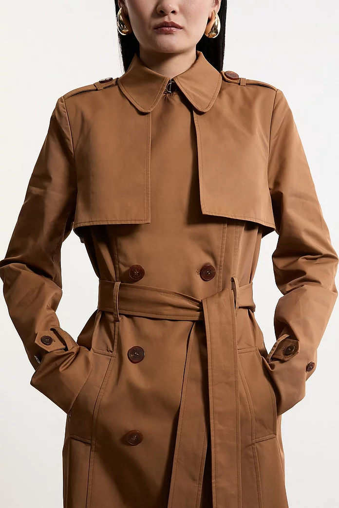 Tailored Wrap Storm Flap Belted Longline Trench Coat | Karen Tailored Wrap Storm Flap Belted Longline Trench Coat | Karen