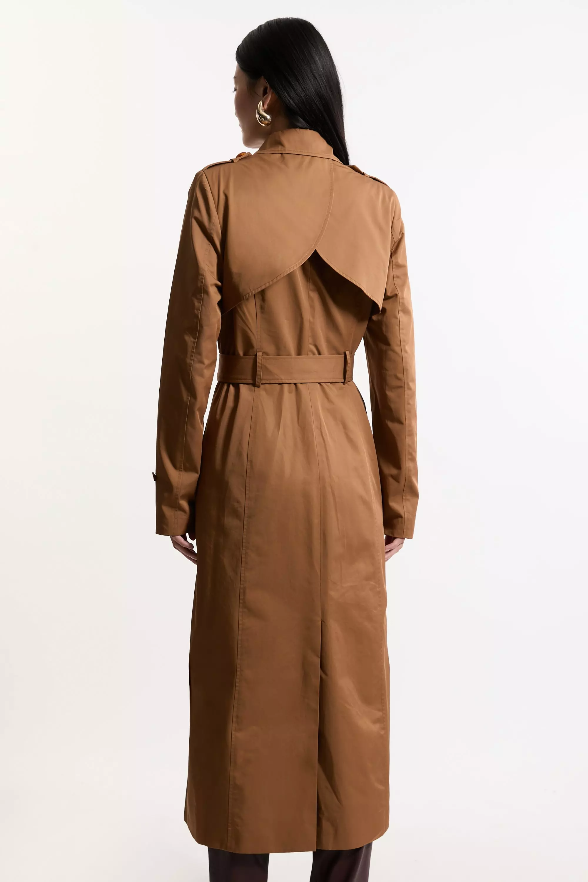 Tailored Wrap Storm Flap Belted Longline Trench Coat Karen Millen