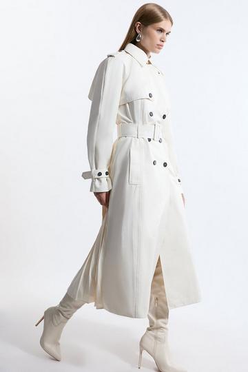 Tailored Pleated Back Trench Coat ivory