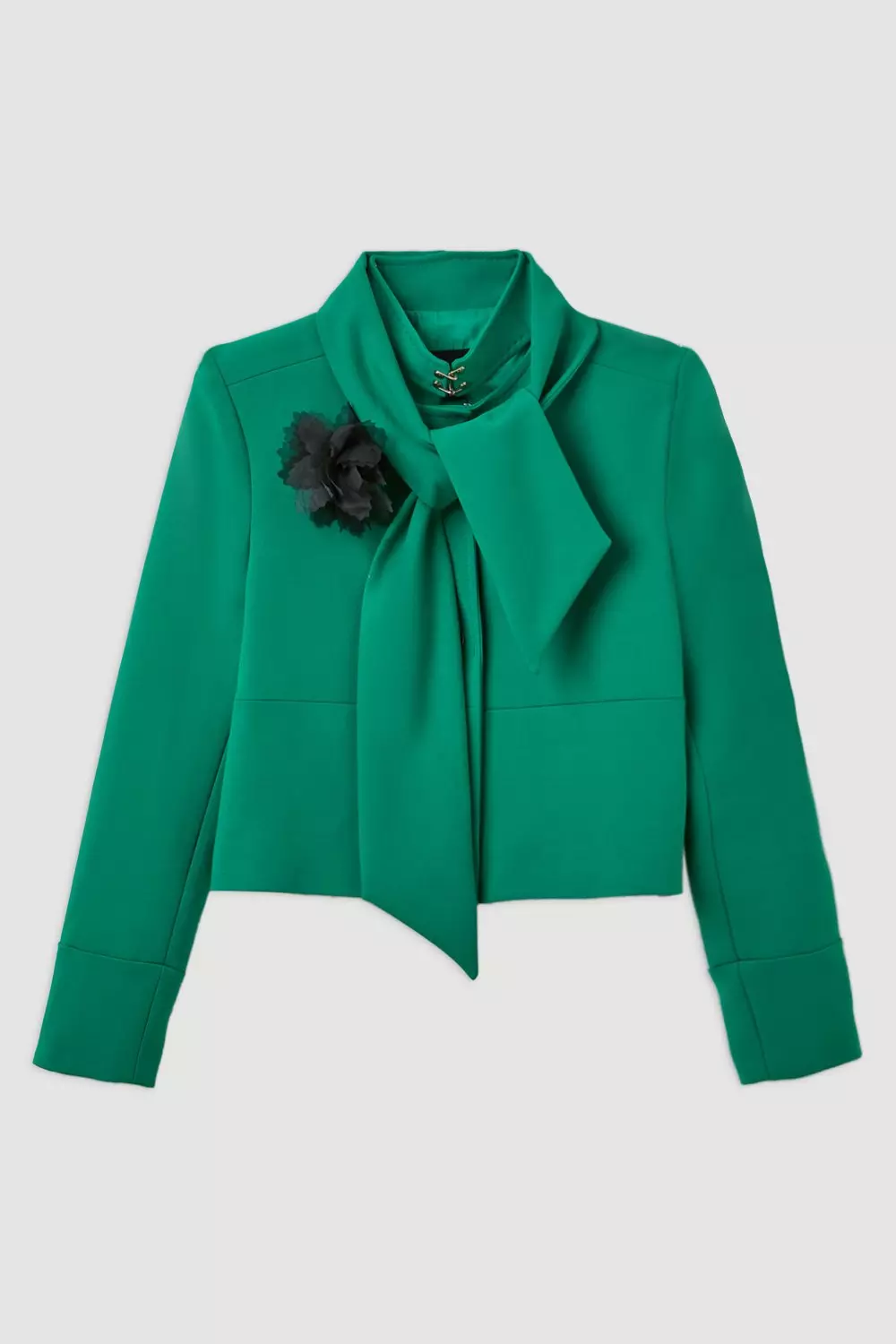 Emerald The Founder Neck Tie Rosette Cropped Tailored Jacket alternative image