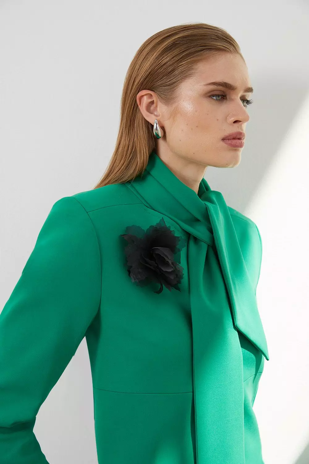 Emerald The Founder Neck Tie Rosette Cropped Tailored Jacket alternative image