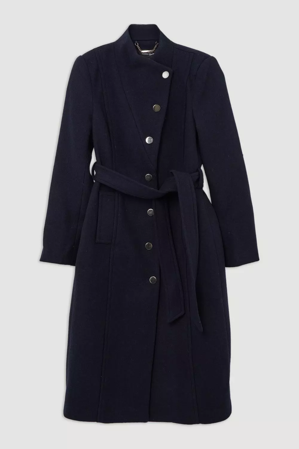 【KAREN MILLEN】アシメボタンネック☆ベルト付きウールコート KAREN MILLEN】アシメボタンネック☆ベルト付きウールコート