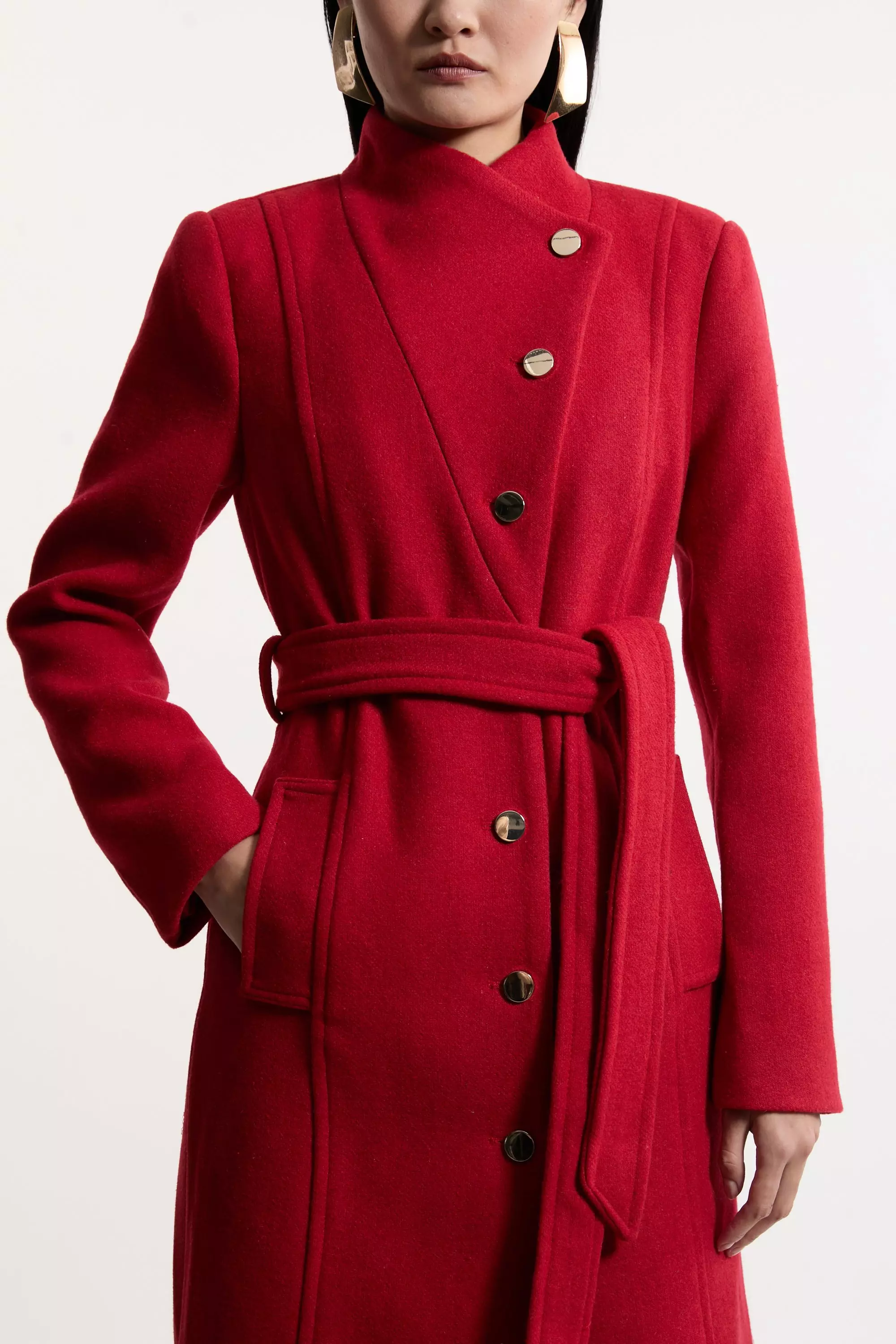 Petite red wool coat online