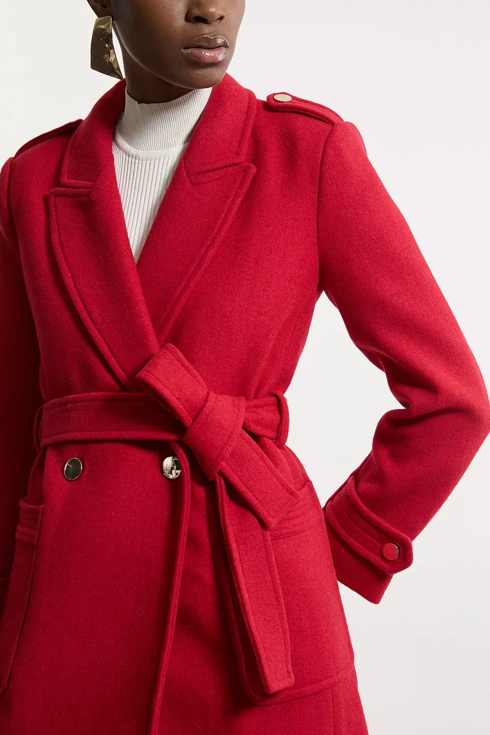 Karen Millen：テイラード ウール マキシコート Tailored Wool Blend Belted Maxi Wrap Coat | Karen Millen