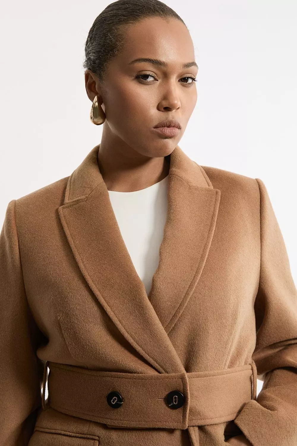 Camel wool coat plus size hotsell