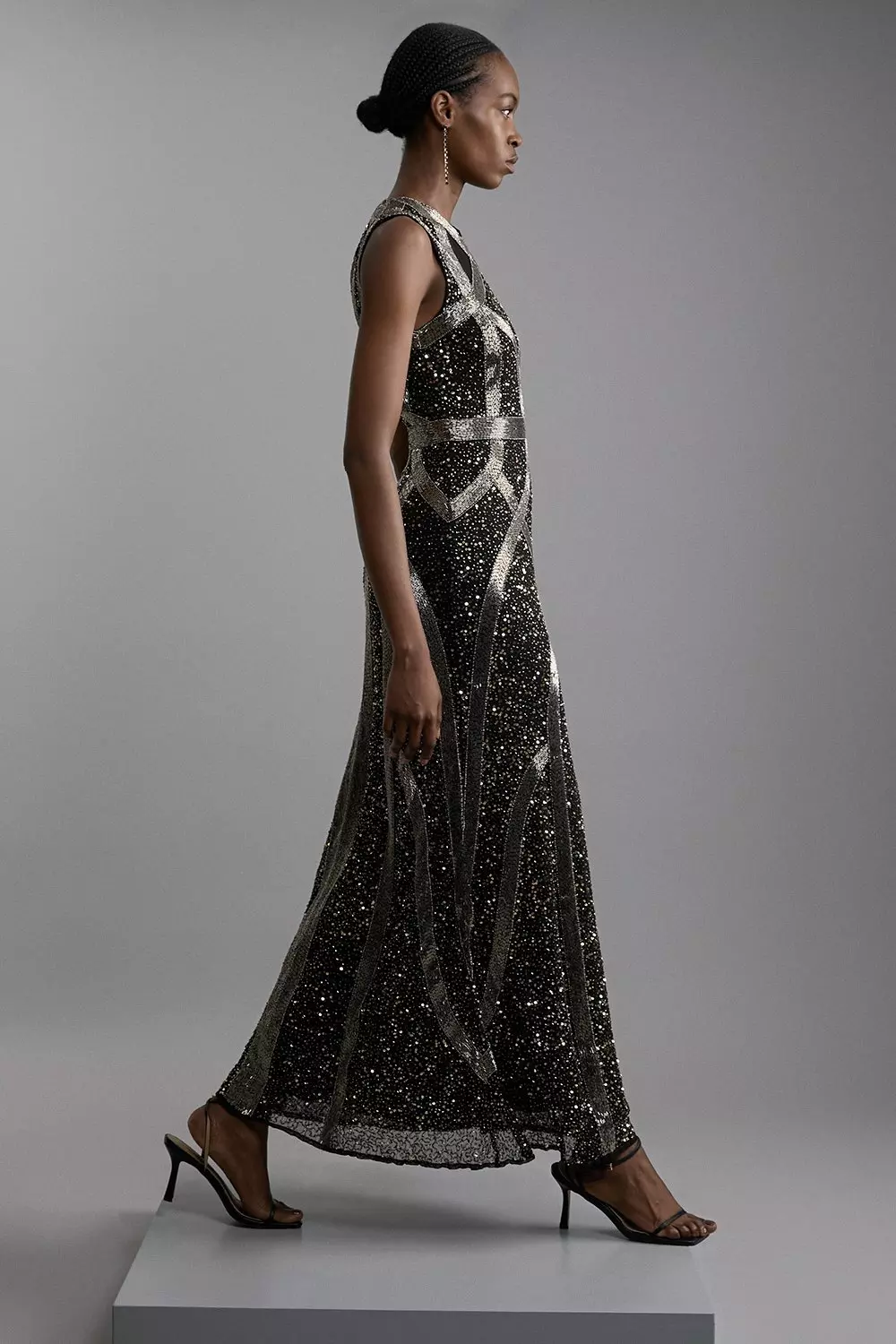 Petite Embellished And Beaded Woven Maxi Dress | Karen Millen