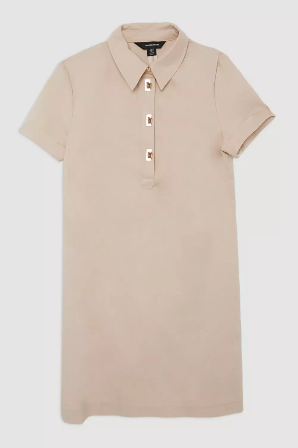 Techno Cotton Woven Short Shirt Dress With Gold Clasp