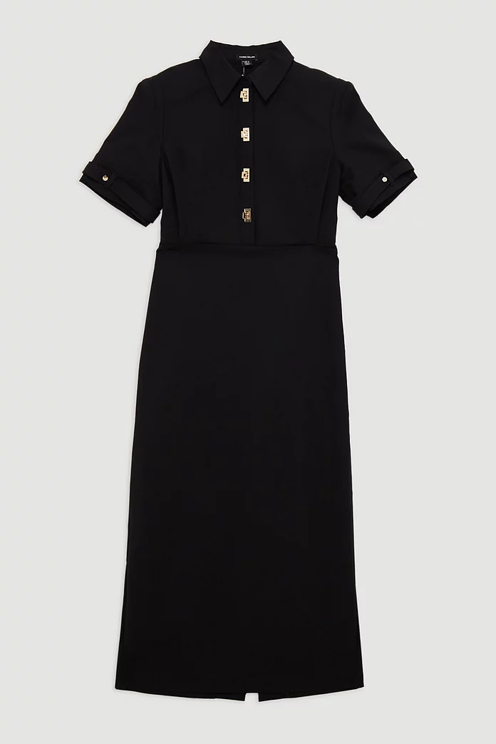 Essential Techno Shirt Sleeve Woven Shirt Dress With Gold Essential Techno Shirt Sleeve Woven Shirt Dress With Gold