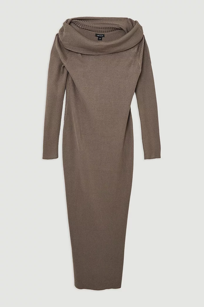 Plus Size Viscose Blend Rib Detail Off The Shoulder Knit Plus Size Viscose Blend Rib Detail Off The Shoulder Knit