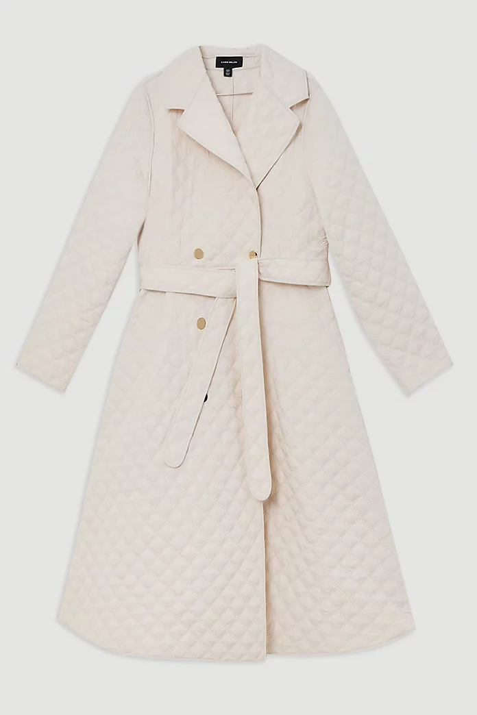Plus Size Quilted Full Skirt Midi Coat | Karen Millen Plus Size Quilted Full Skirt Midi Coat | Karen Millen