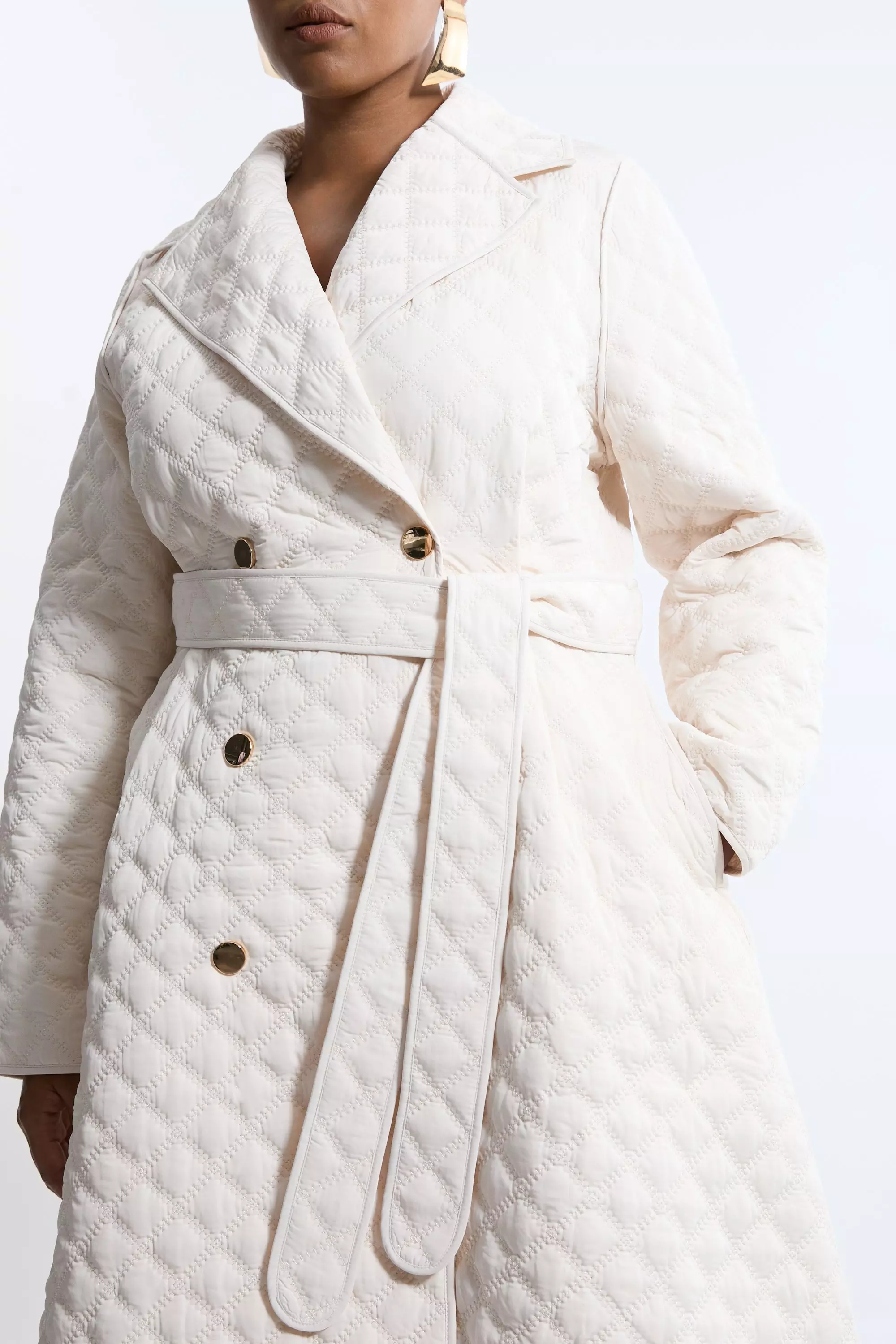 Plus Size Quilted Full Skirt Midi Coat Karen Millen