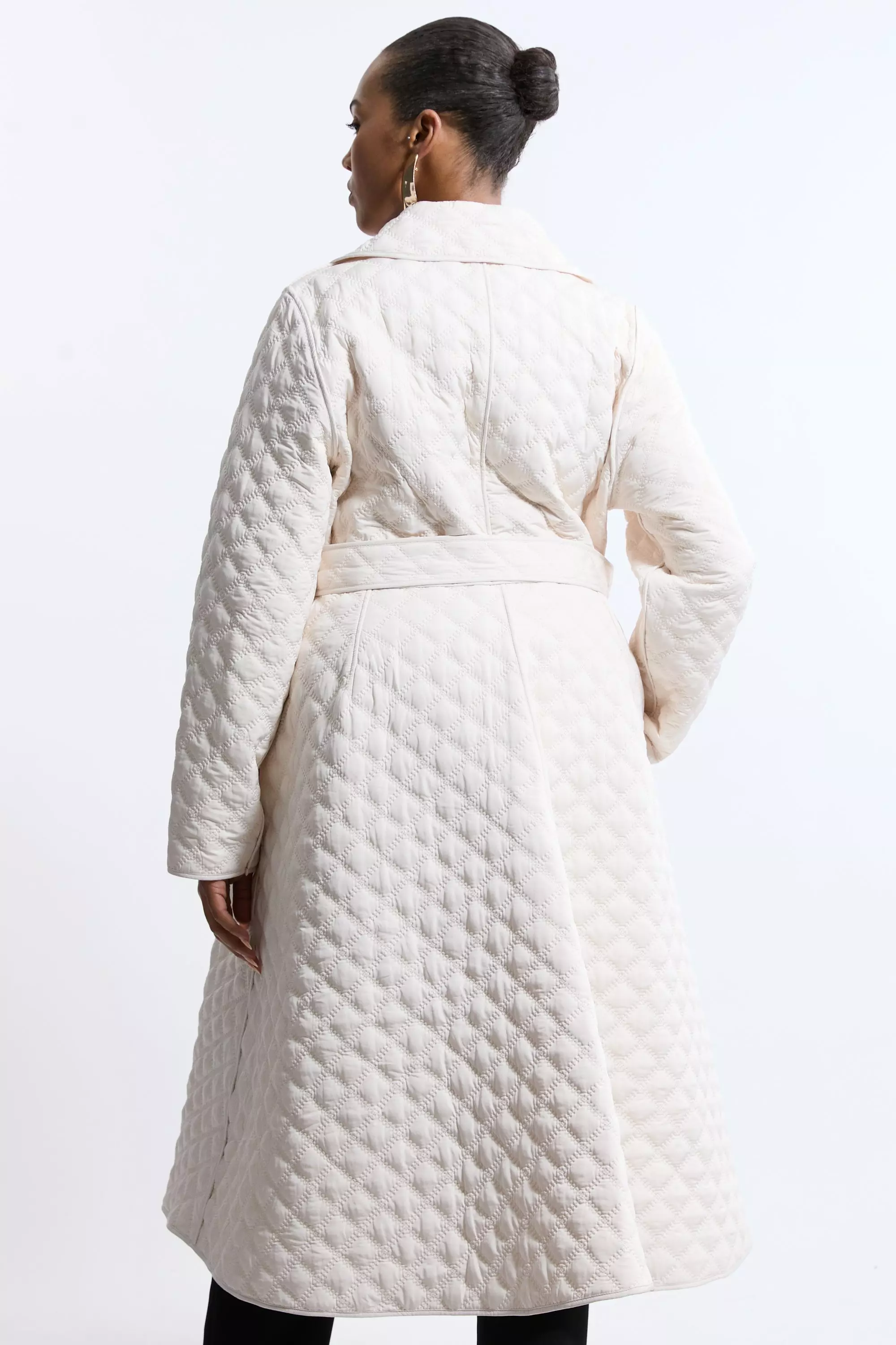 Plus Size Quilted Full Skirt Midi Coat Karen Millen