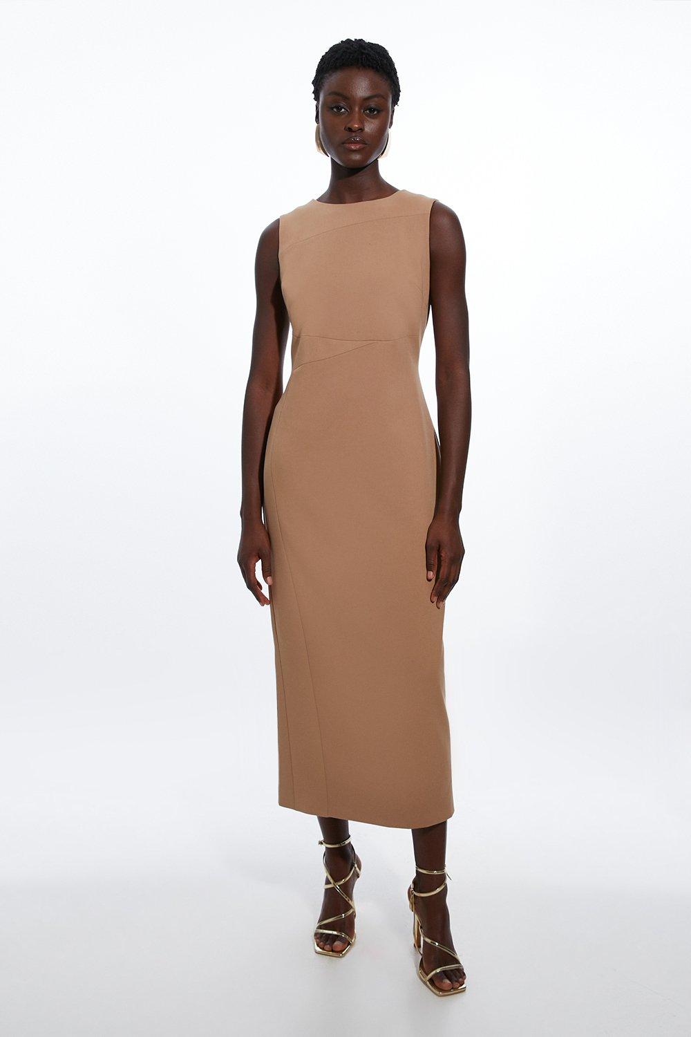 Compact Stretch Tailored Pencil Midi Dress - Discount £57