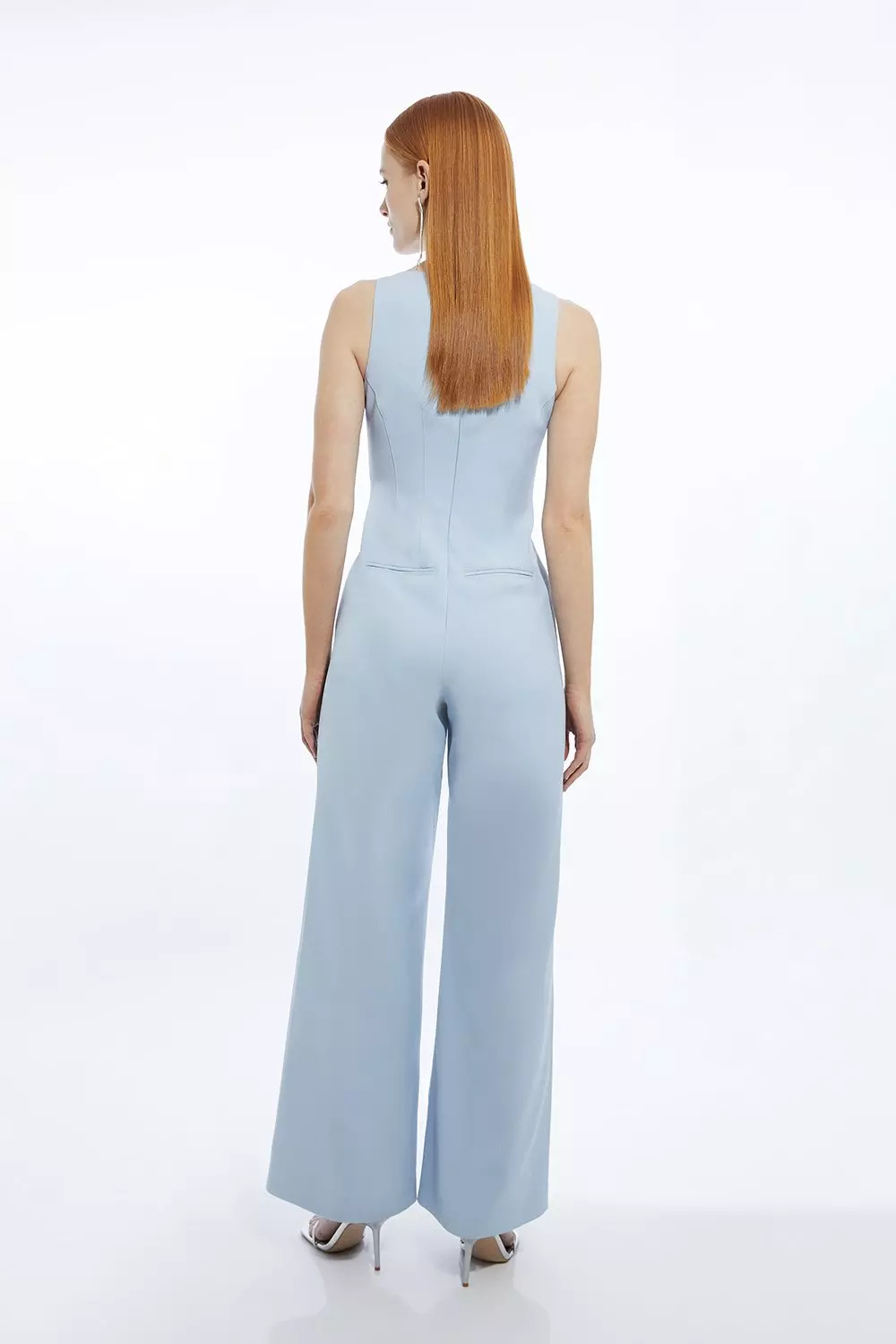 Viscose Tencel Tailored Square Neck Straight Leg Jumpsuit alternative image