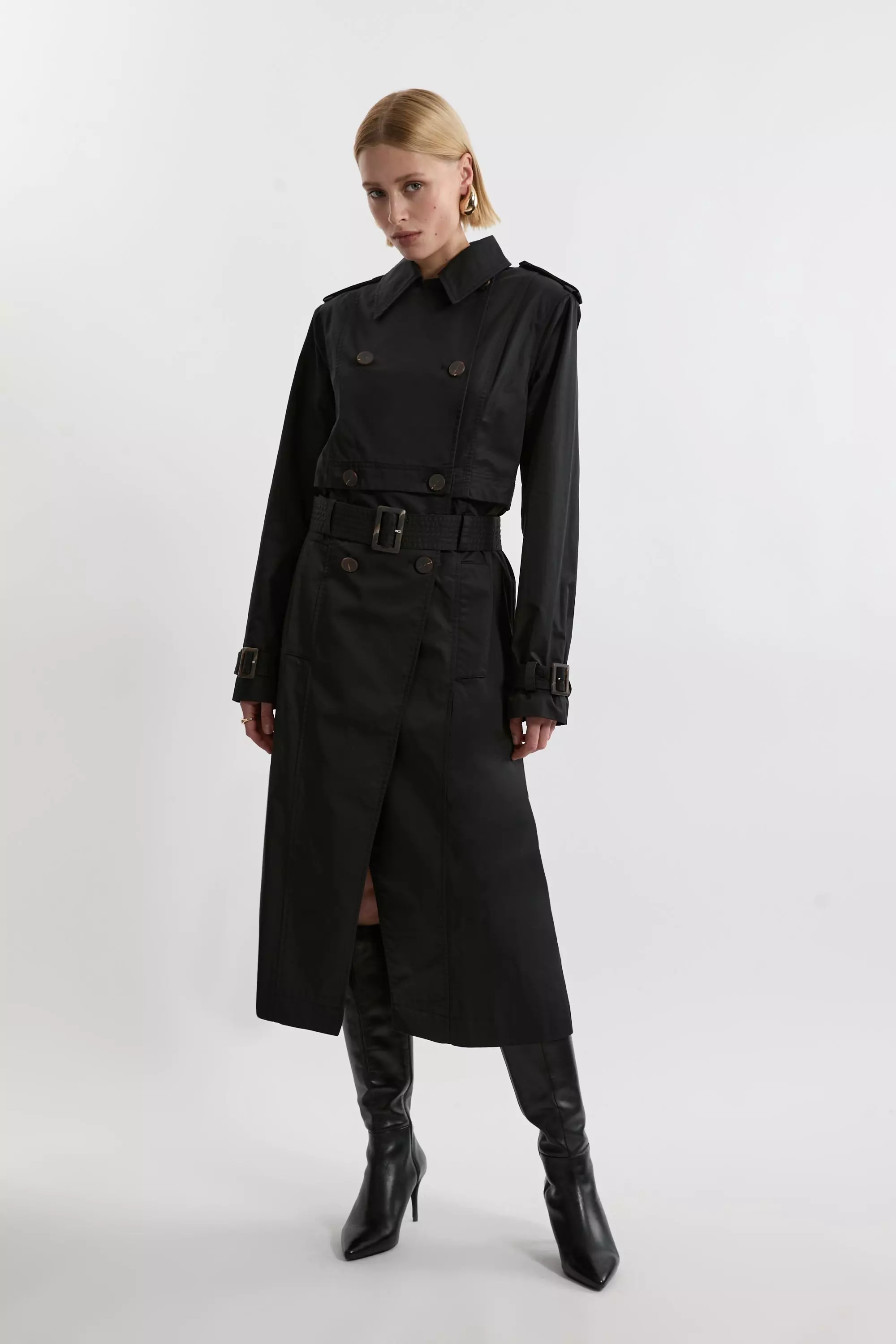 Black Tailored Cotton Multiway Trench Coat  alternative image