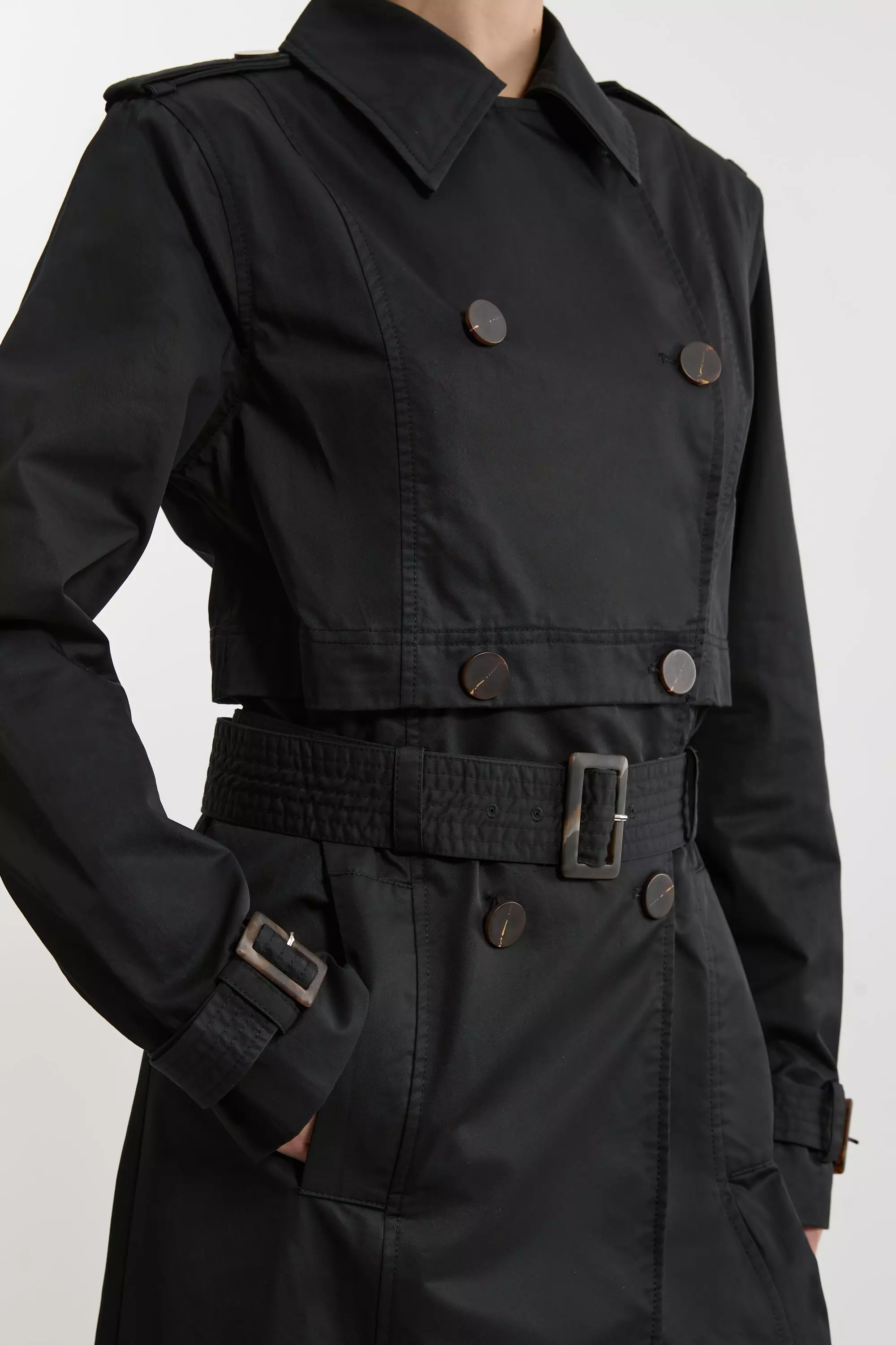 Black Tailored Cotton Multiway Trench Coat  alternative image