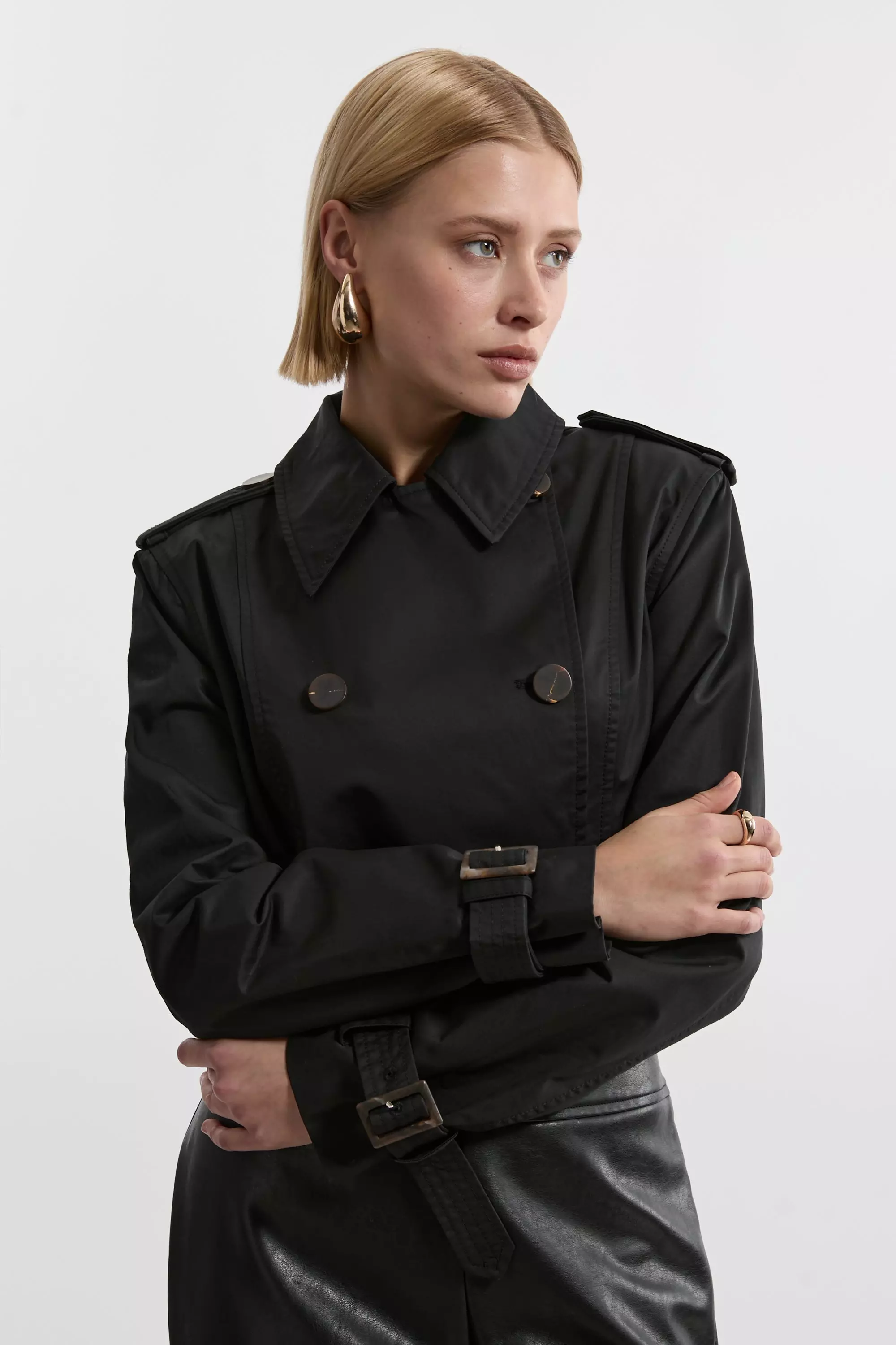Black Tailored Cotton Multiway Trench Coat  alternative image